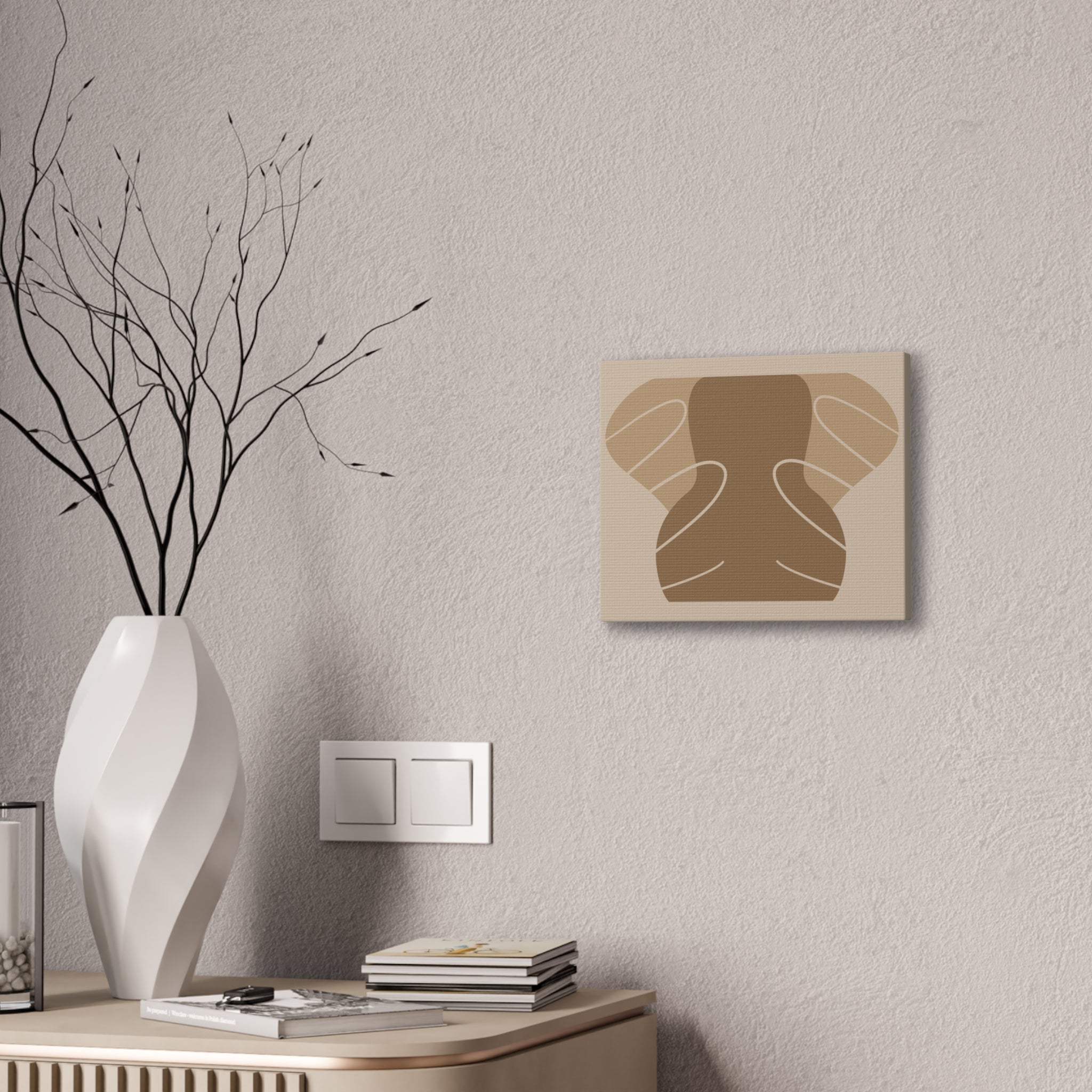Abstract Neutral Tones Canvas Art — Minimalist Brown Wall Decor