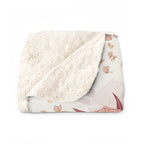 Floral Sherpa Blanket — Blush Boho Poppy Fleece Throw