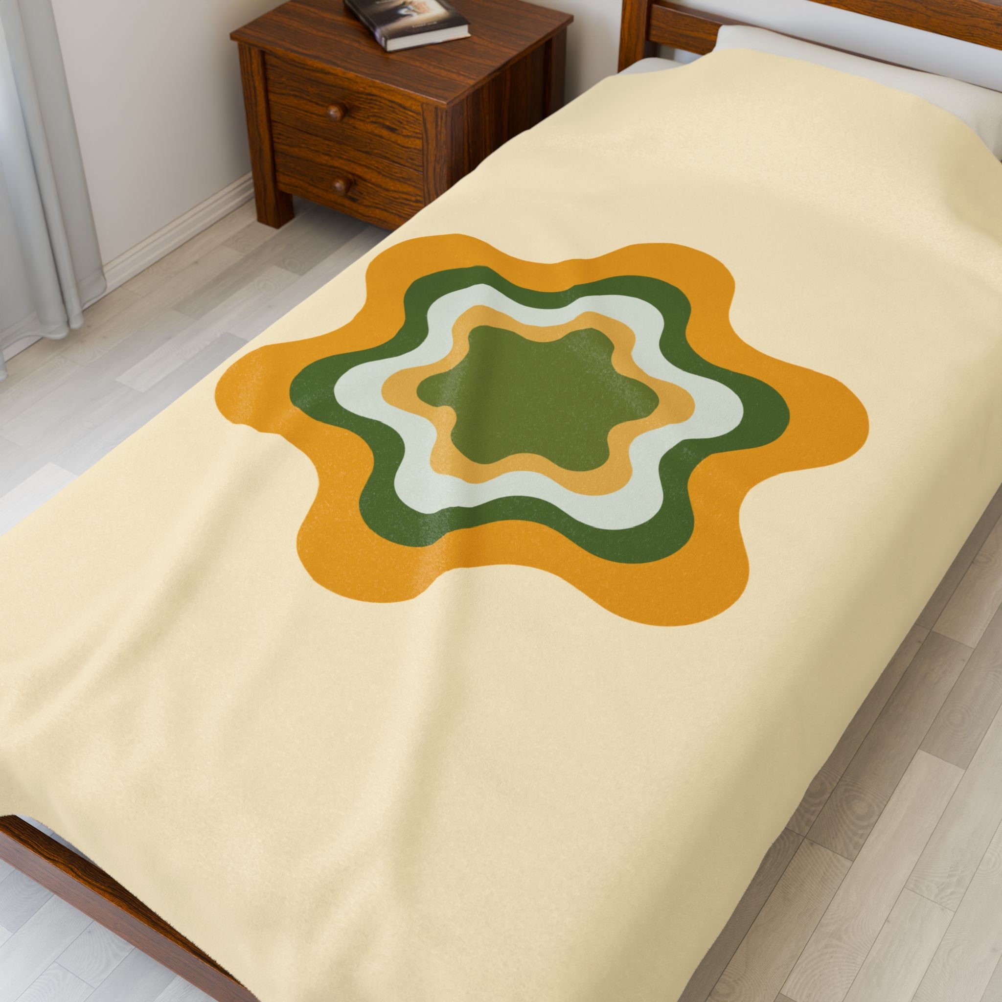 Retro Floral Star Plush Blanket — Velveteen Cozy Throw for Living Room & Dorm