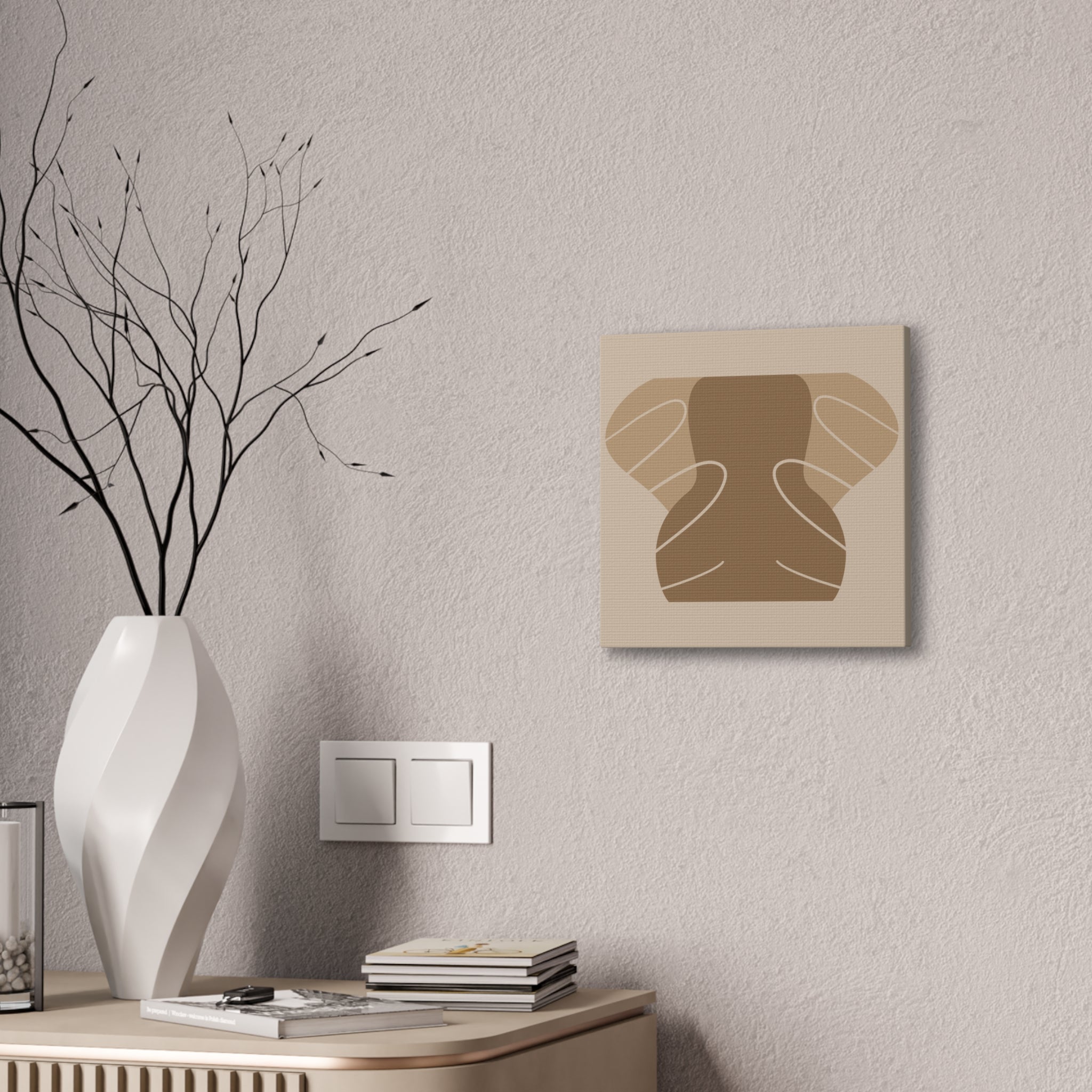 Abstract Neutral Tones Canvas Art — Minimalist Brown Wall Decor