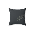 Botanical Branch Faux Suede Pillow — Dark Gray Decorative Throw Pillow