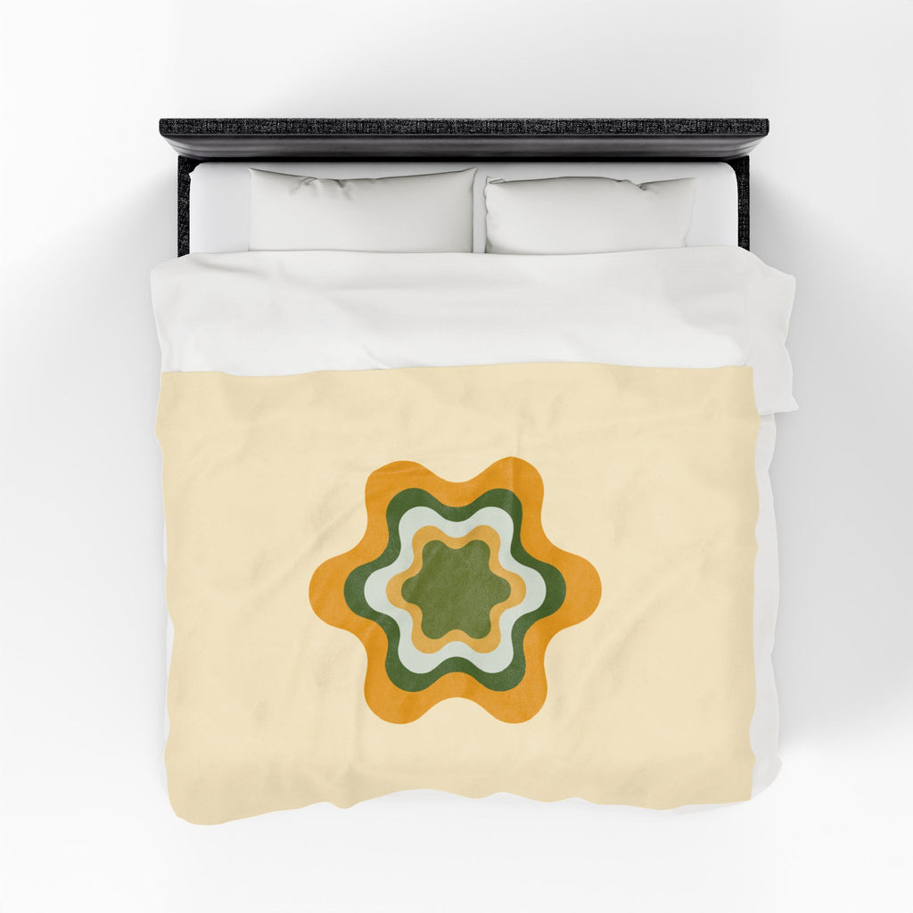 Retro Floral Star Plush Blanket — Velveteen Cozy Throw for Living Room & Dorm