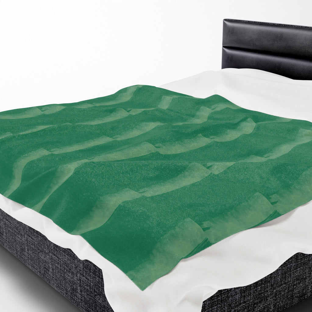 Green Striped Velveteen Plush Blanket – Soft Cozy Throw for Home & Gifts